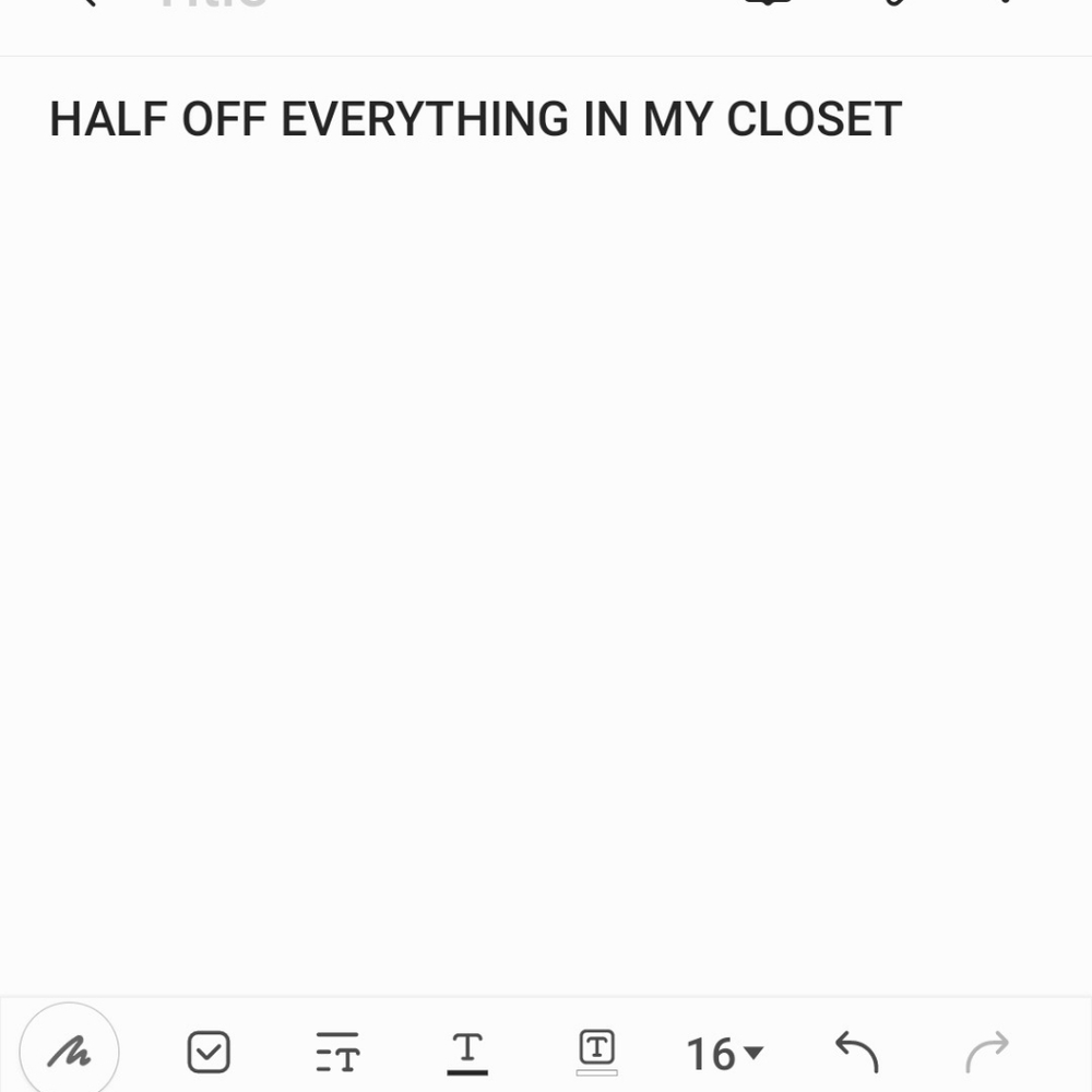 HALF OFF EVERYTHING IN MY CLOSET
